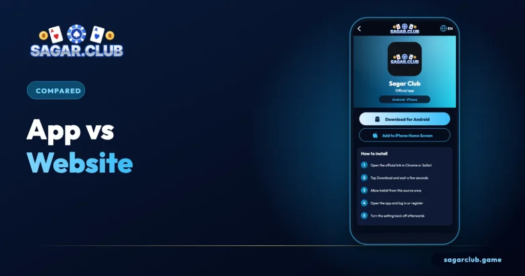 Sagar Club app vs website